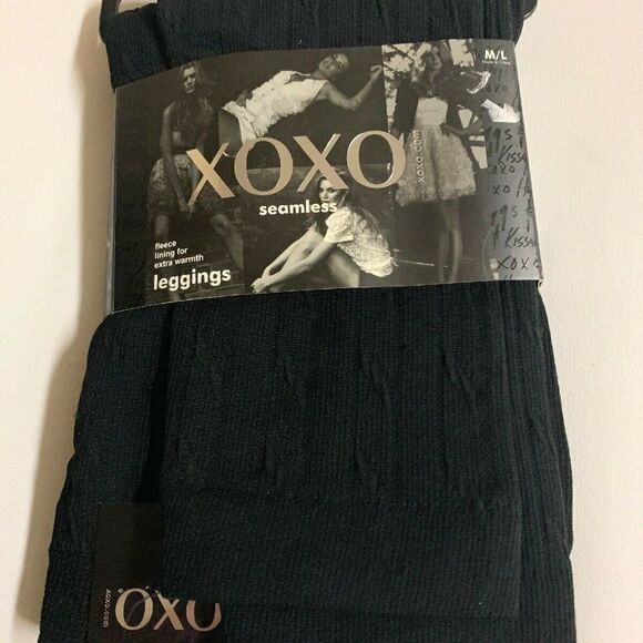 XOXO  Seamless Leggings M/L Black Pattern NWT - Picture 1 of 6